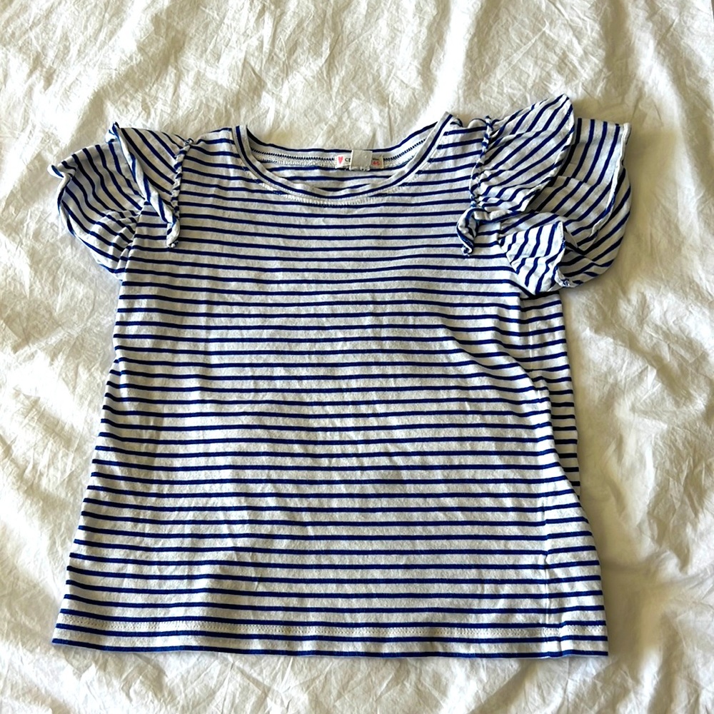 Crewcuts blue and white striped flutter T